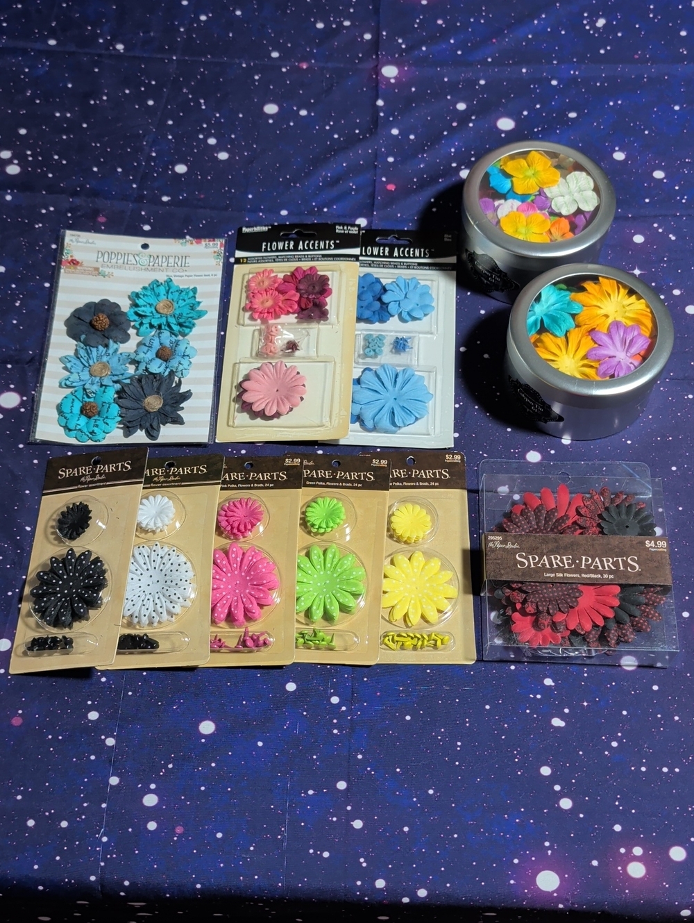 Lot of Floral Embellishments Craft Flower Bundle Prima Spare Parts Paperbilities